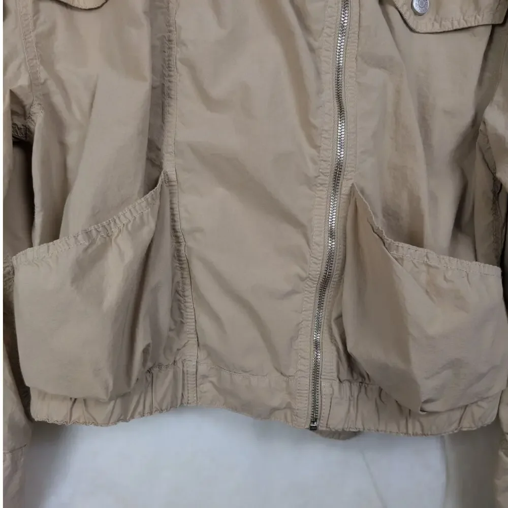 AMO Bridle tan cotton jacket Size Large Lightweight Minimal Moto Coastal